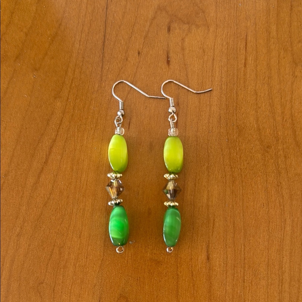 Green Beaded Earrings